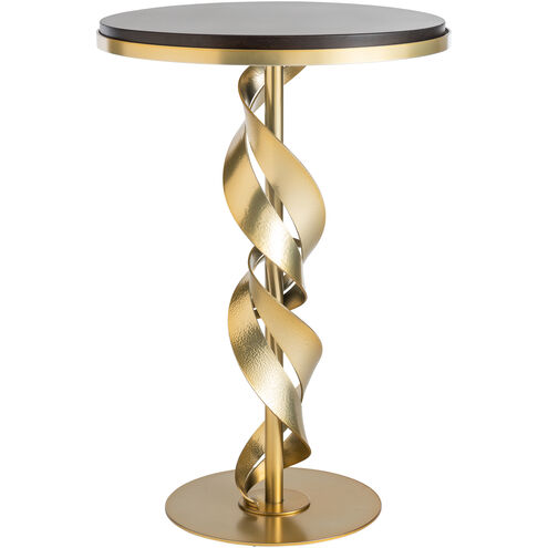 Folio 18.4 inch Modern Brass Accent Table in Maple Espresso, Wood Top