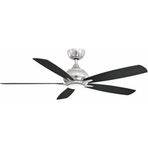 Doren 52 inch Brushed Nickel with Brushed Nickel/Black Blades Indoor/Outdoor Ceiling Fan