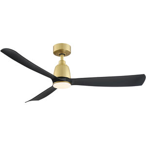 Kute 52 52 inch Brushed Satin Brass with Black Blades Indoor/Outdoor Ceiling Fan