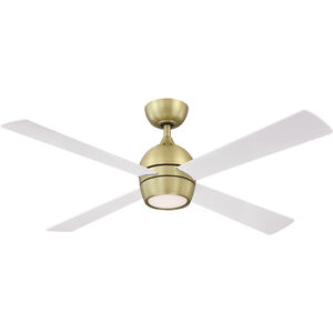 Kwad 52 52 inch Brushed Satin Brass with Matte White Blades Indoor/Outdoor Ceiling Fan