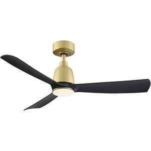 Kute 44 44 inch Brushed Satin Brass with Black Blades Indoor/Outdoor Ceiling Fan