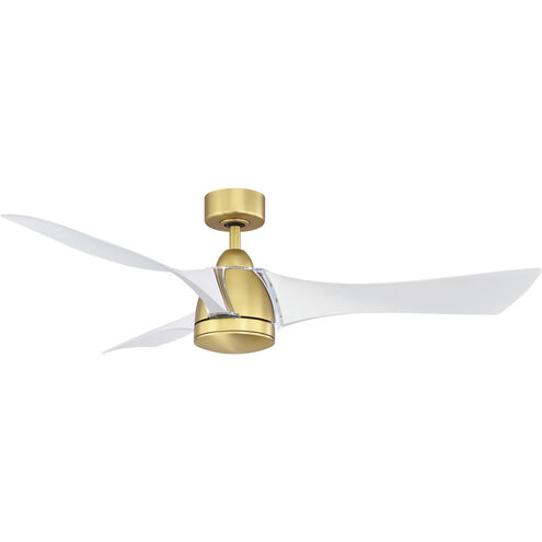 Klear 56 inch Brushed Satin Brass with Matte White Blades Indoor/Outdoor Ceiling Fan