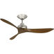 Aviara Coastal 52 inch Brushed Nickel with Koa Blades Indoor/Outdoor Smart Ceiling Fan in 3, 19, Kit