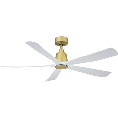 Kute5 52 52 inch Brushed Satin Brass with Matte White Blades Indoor/Outdoor Ceiling Fan