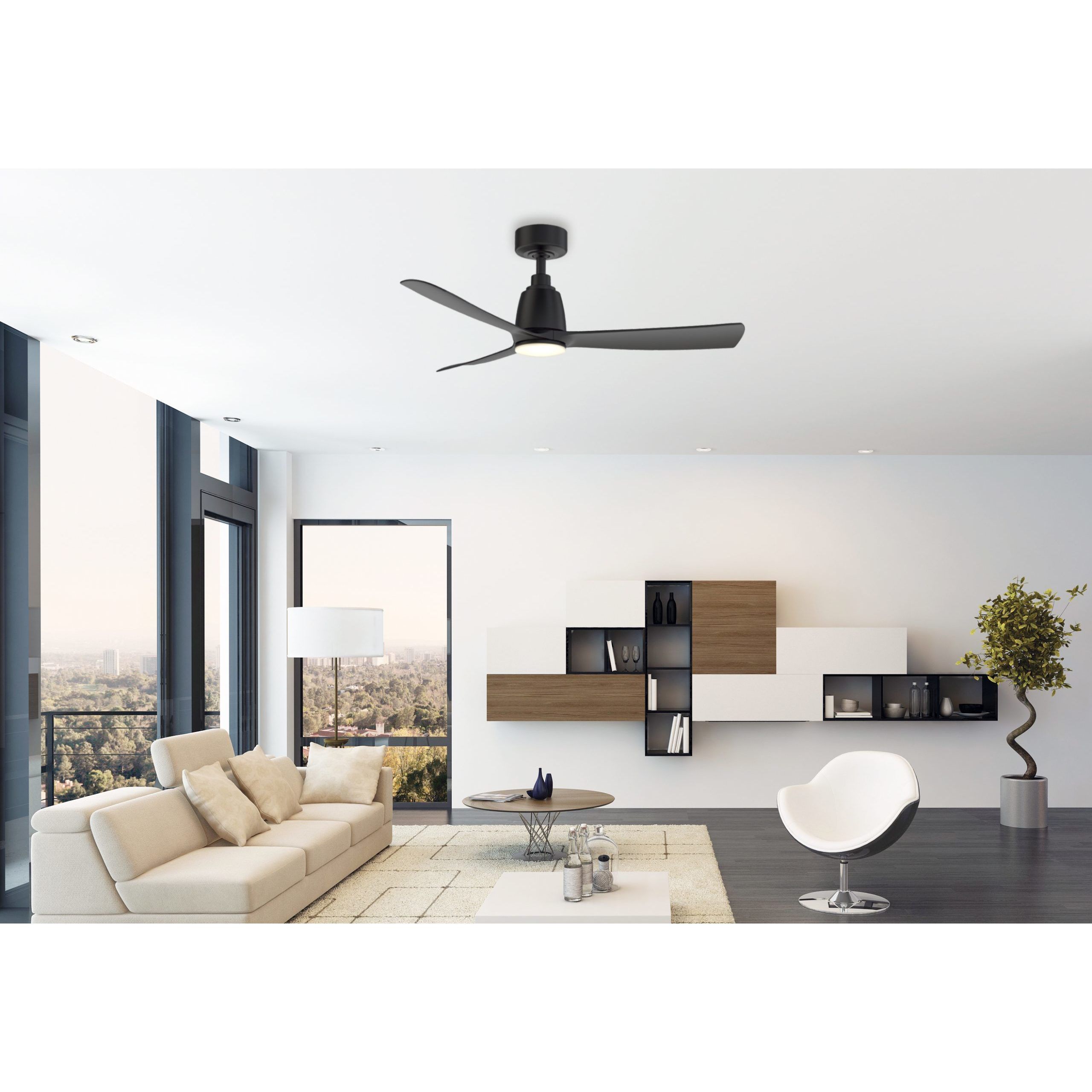 Kute 44 inch Brushed Satin Brass with Matte White Blades Fan-Uni
