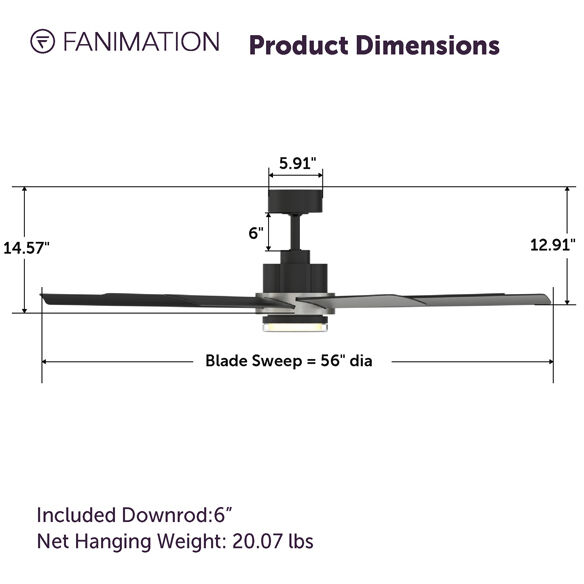 Pendry 56 inch Black Fan-Uni