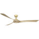 Wrap Custom 64 inch Brushed Satin Brass Fan-Multi, Marine Grade