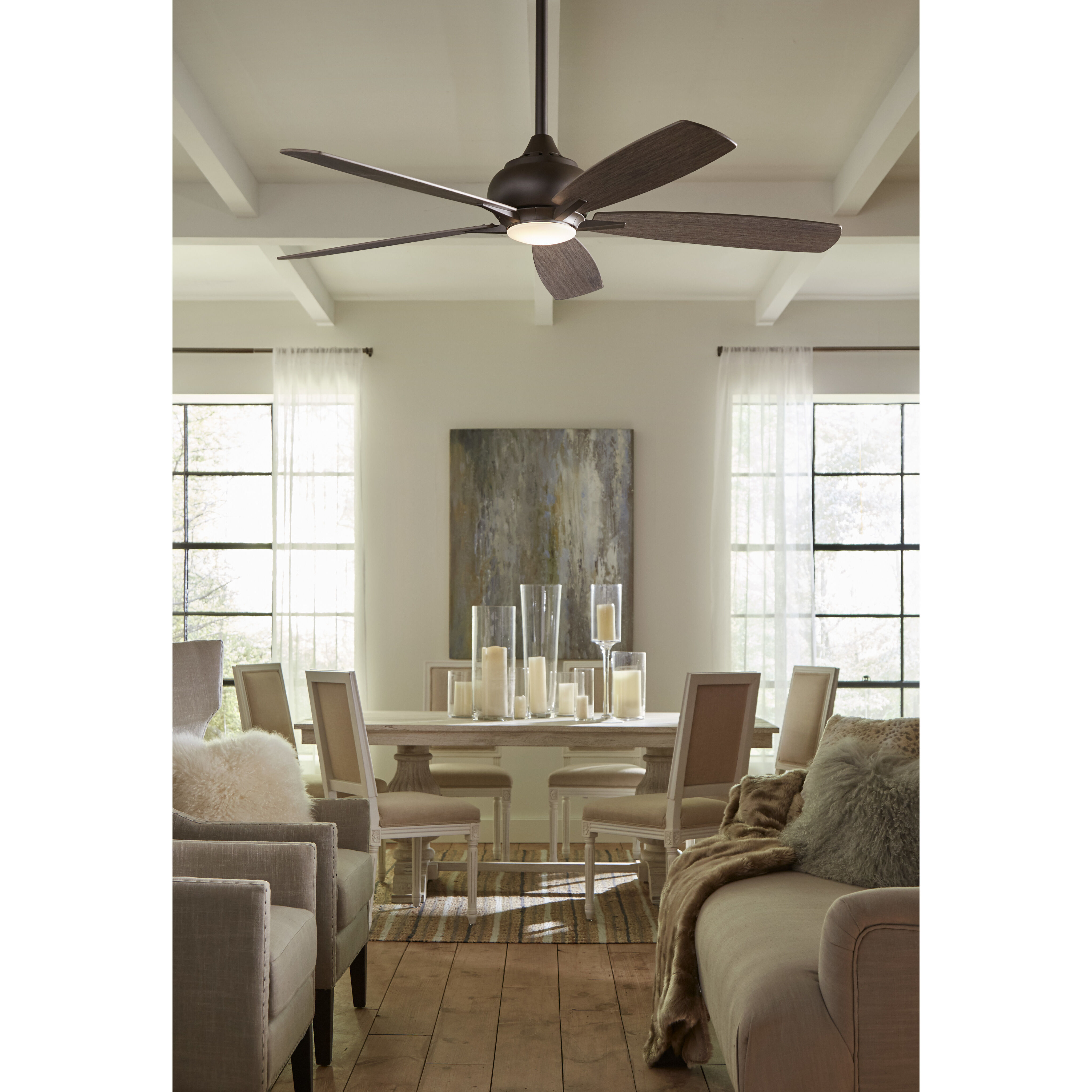 Doren 52 inch Matte Greige with Weathered Wood Blades Fan-Uni