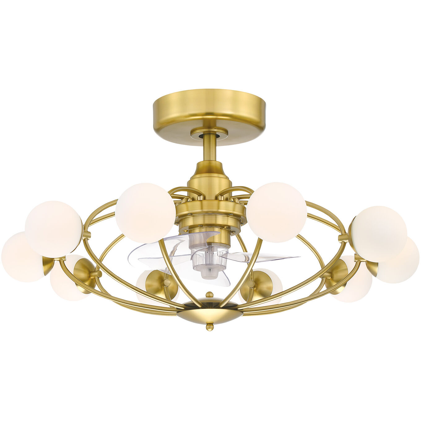 Kerring 14 inch Brushed Satin Brass with Clear Blades Fan-Uni