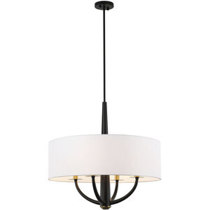 Patchwork 4 Light 24 inch Black with Satin Brass Pendant Ceiling Light