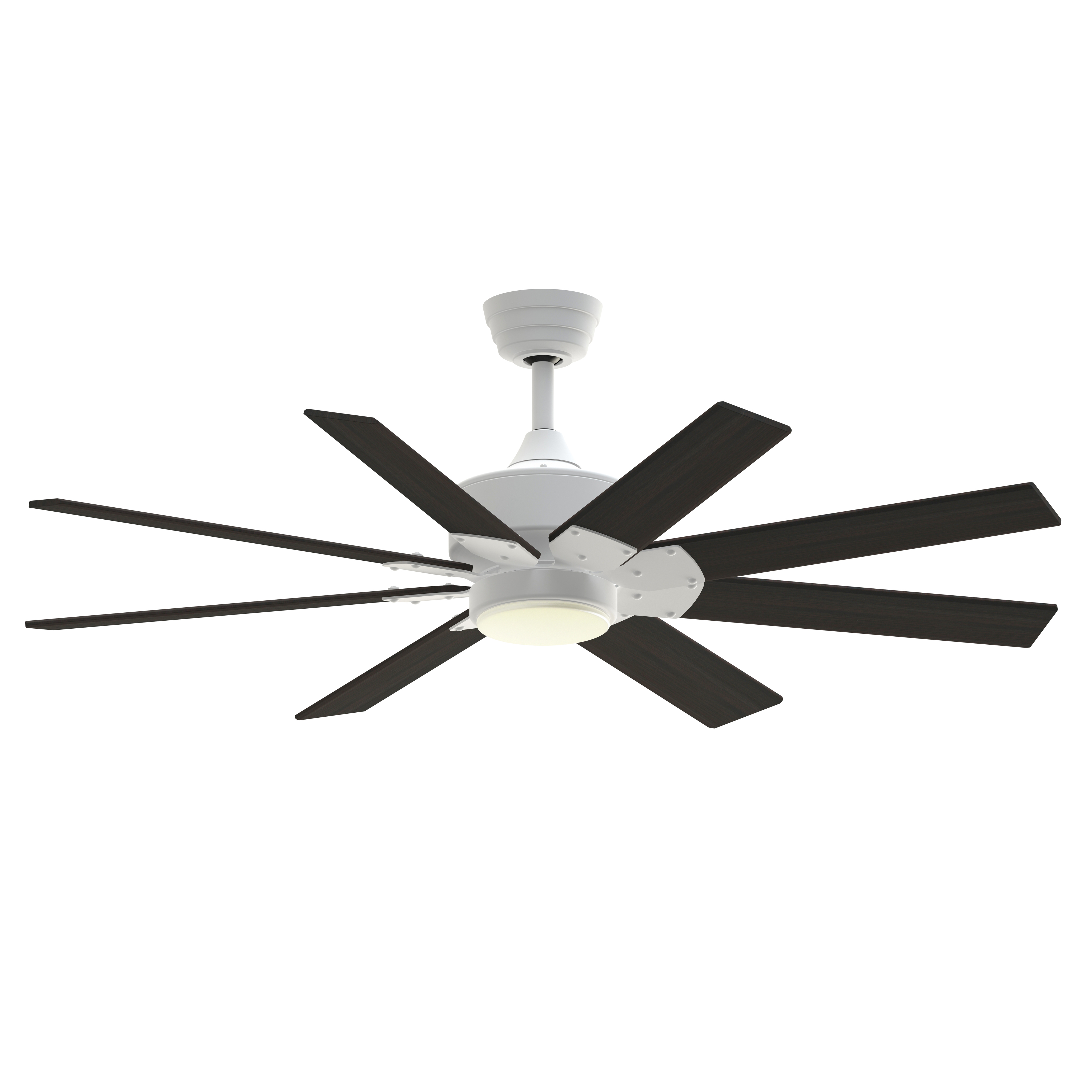 Levon Custom 52 inch Matte White with Dark Walnut Blades Indoor/Outdoor Smart Ceiling Fan, Kit